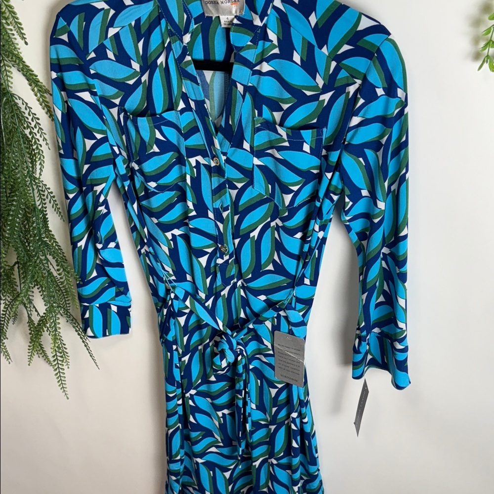 Donna Morgan Blue and Green Midi Dress